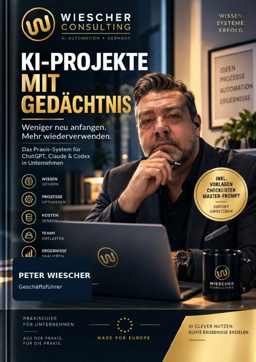 Originalcover des Workbooks KI-Projekte mit Gedächtnis von WIESCHER consulting